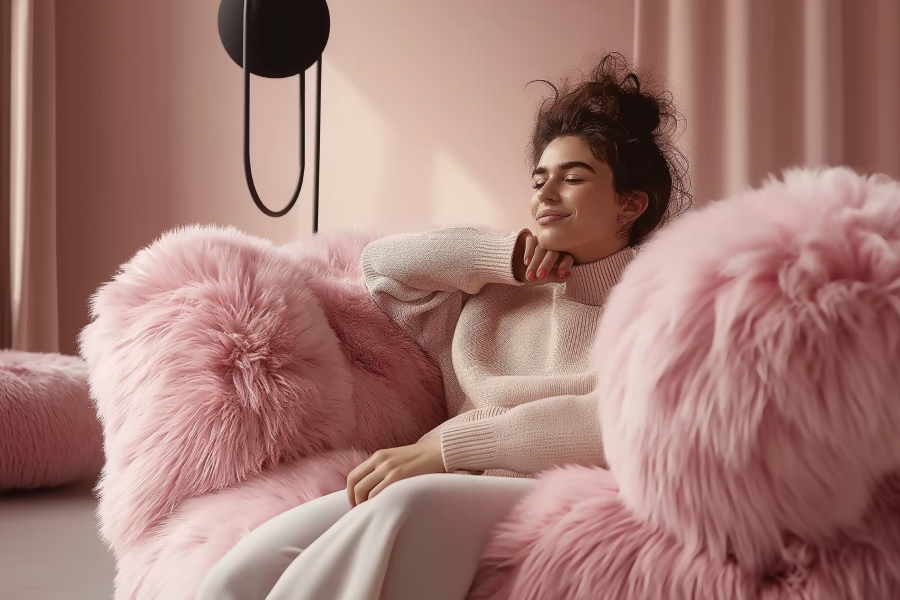 pale pink sofa